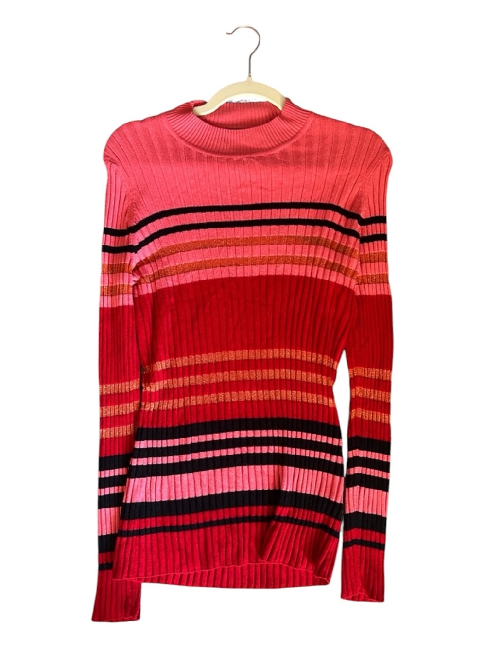Striped Crewneck Sweater in Pink & Red